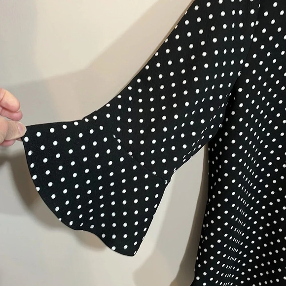 Croft & Barrow Black with White Polka Dot 3/4 Sleeve Top XL - Picture 4 of 14